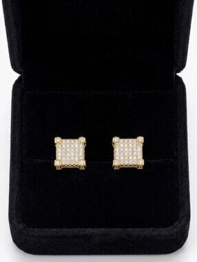Mens Micropave Square Earrings